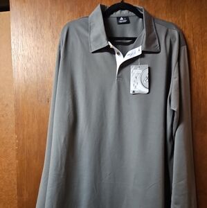 Men's XL Gray Long Sleeve Polo Style Shirt